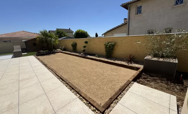 Réalisation d’un terrain de pétanque sur la commune de Villieu, Meximieux, D&B Aménagement Paysager
