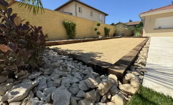 Réalisation d’un terrain de pétanque sur la commune de Villieu, Meximieux, D&B Aménagement Paysager