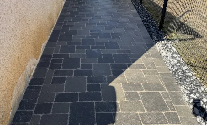 Réalisation d’un pavage, D&B Aménagement Paysager, Blyes