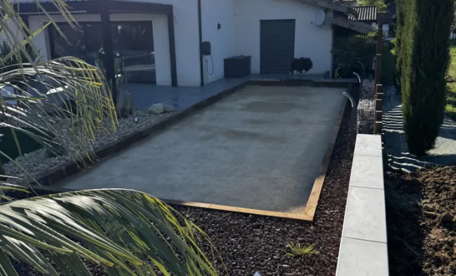 Terrain de pétanque, Chazey-sur-Ain, D&B Aménagement Paysager 