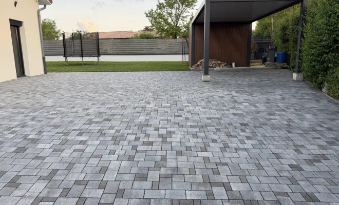 Cour en pavés, Chalamont, D&B Aménagement Paysager